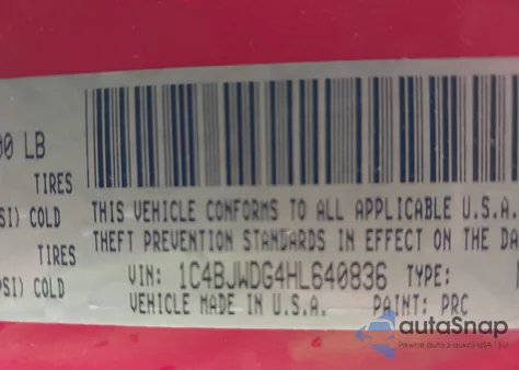 2017 Jeep Wrangler Unlimited Sport z USA, uszkodzony, nr VIN 1C4BJWDG4HL640836